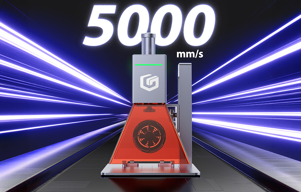 Laser diodowy ze skanerem galwanometrycznym pozwalający grawerować z zawrotną prędkością 5000 mm/s.